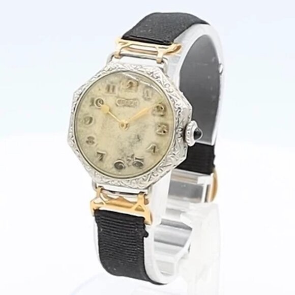 Vintage Gruen Octagonal Deco Ladies Mechanical Wristwatch 885 14k White GF - Picture 1 of 5